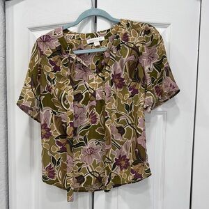 Floral Green and Purple Women's Top